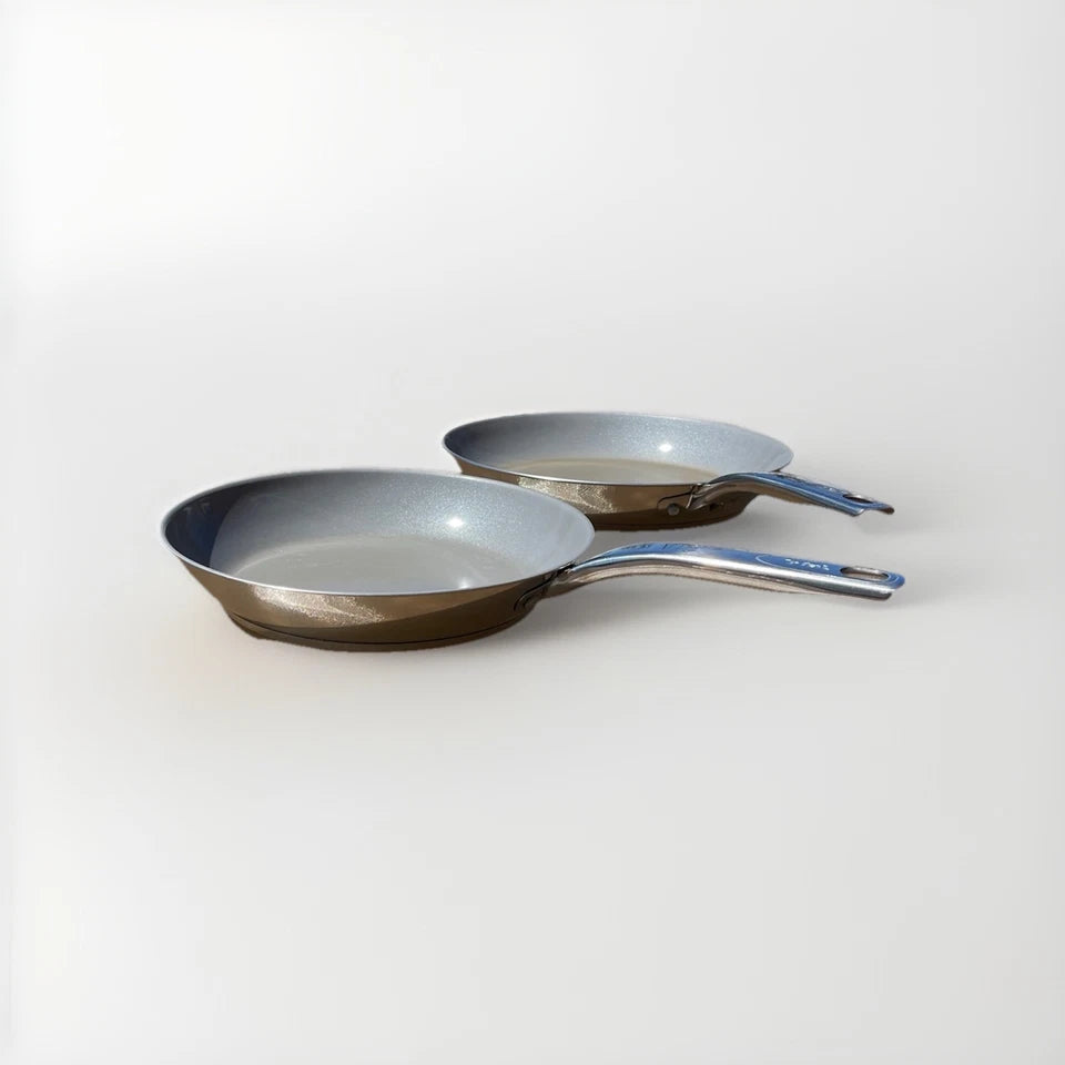 Nonstick Fry Pan Set | 10.5 in & 12 in | Stainless Steel Base for Even Heating